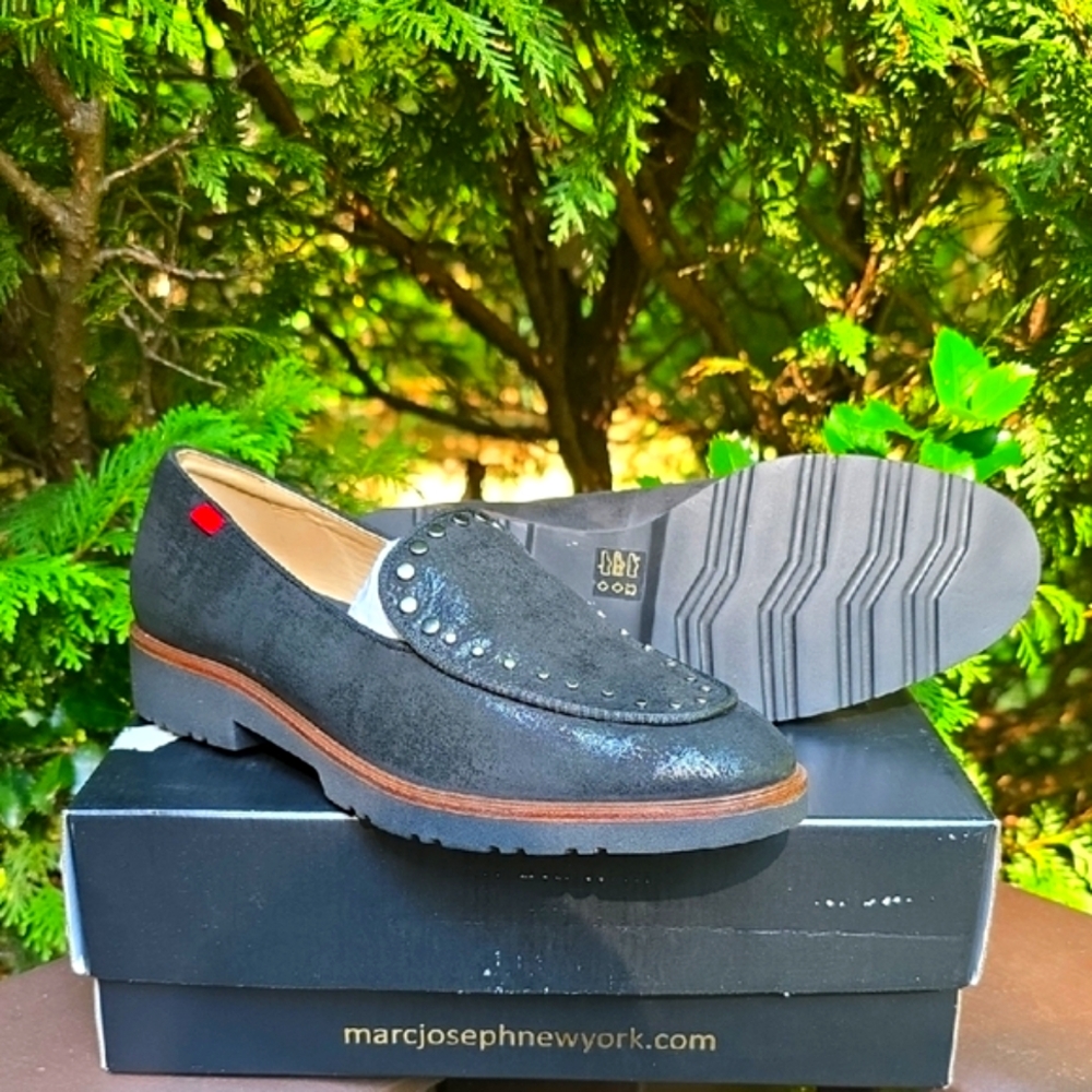 Marc Joseph Black Studded Loafers